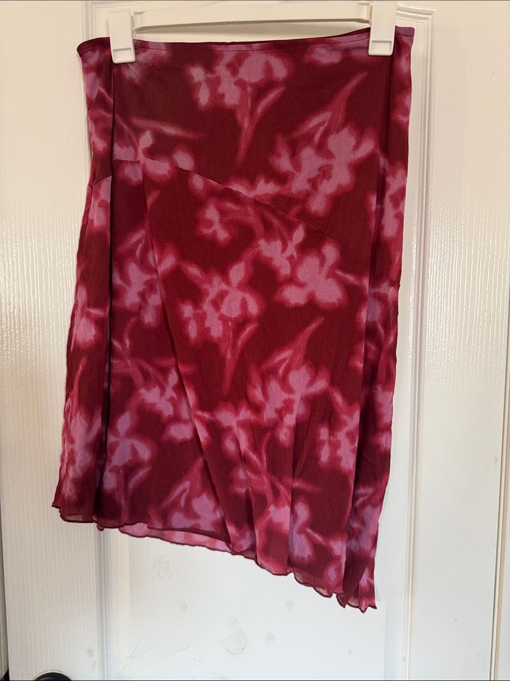 wild fable Maroon and Light Pink Tie-Dye Midi Skirt